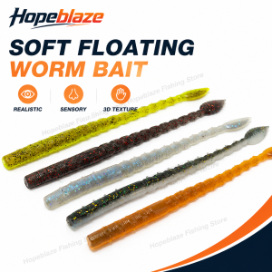 Hopeblaze Floating Leaf Tail Senko Worm 11cm 8Pcs TPE Salt Scent Soft Lure For Wacky Neko Texas Rig Bass Walleye Perch Trout