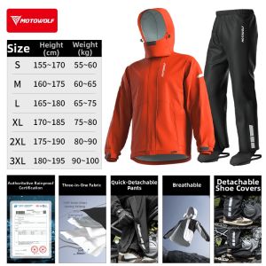 Motowolf | Waterproof Heavy Rain Split Raincoat for Motorcycle Riders