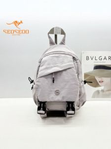Lightweight Canvas Shoulder Bag for Women Travel Backpack Soft British Style Vertical Square Shape Backpack by SEOSEOO