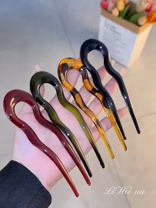 Hair Fork Retro Style U Shaped Hairpin Curved Hair Stick Shell Hair Pin Metal Hair Pin Fork Sticks Pins Women Girls Gift Hair Styling Tool