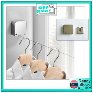 Mini Stainless Steel Retractable Clothes Hanger Clothesline Invisible Drying Rack for Balcony Living Room Bathroom