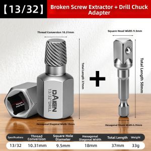 DAIENGONGJU | Broken Thread Extractor Screw Remover Anti-slip Inside Hex Screw Removal Tool