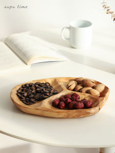 Handmade Japanese Wooden Tray Bakery Display Plate Home Use Candy Nut Creative Arrangement Solid Wood Grids Ornament