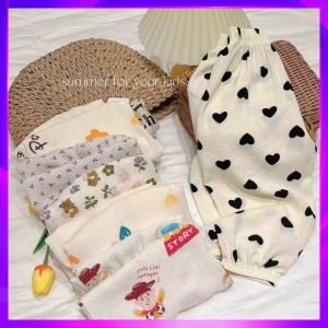Mosquito-Resistant Childrens Pants Loose Thin Cartoon Lantern Pants Boy Girl Korean Style Summer Bubble Cotton Pants for Kids