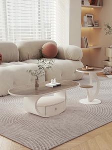 YIZUO | Cream Style Rock Board Coffee Table