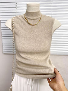 Knitted Vest Top Strapless Tank Shirt for Women Summer Spring Autumn Inner Wear Half High School Neck Sweater Underwear Winter