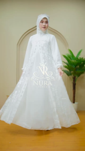 Meline Dress Gamis Cerutty Mix Brokat Kombinasi Swarovsky Mewah Kondangan | Acara Pesta Edisi 2026