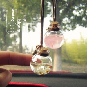 Artistic Style Dried Flower Car Air Freshener Pendant Ball Transparent Glass Bottle Necklace Pendant Fur Hair Hanging Decoration Essential Oil Bottle