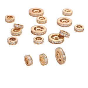 6-10mm 14K Copper Inlaid Zircon Wheel Beads For Bracelet Necklace Jewelry Making