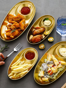 Ramadan dinner plate 304 stainless steel divided seasonings plate snack Pallet suitable for dipping sauce appetizers snacks