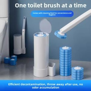 MONLEYTA | Disposable Toilet Brush Wall Mounted No Dead Angles Bathroom Cleaning Tool PVC Material Round Shape No Drilling Required