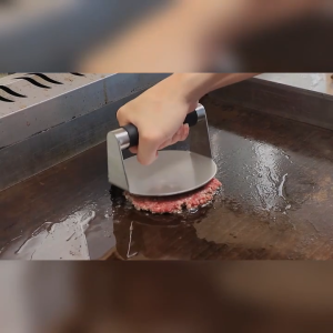 Round Burger Press 430 Stainless Steel with Silicone Handle Manual Meat Patty Press