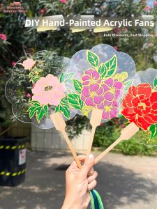 Blank Acrylic Round Fan for Kids DIY Drawing and Painting Summer