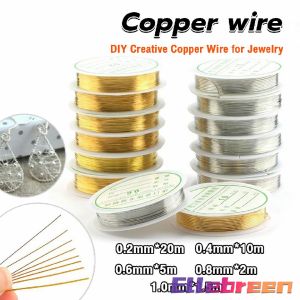 Copper wire for DIY Bracelet Necklace Gold Silver 0.2-1mm Colorfast Beading Wire for Jewelry Making Handmade Pendant