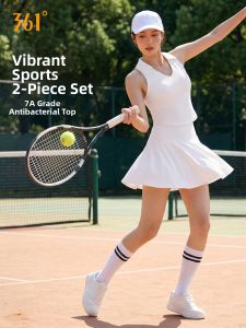 361° | Womens Summer Yoga Sport Set Padded Collared Vest Skirt