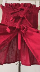 Nude/ Đỏ đô/ Đen Vải Linen mềm Áo ống quây bo chun smocking co giãn đính nơ đuôi xoè tôn dáng dễ thương gợi cảm sang xịn mịn SODA TOP