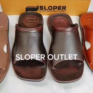Sandal Pria Kulit Sapi Series 311 Slop Polos Bantalan Busa Terbaru Elegan Distro Handmade