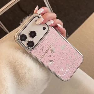 Korean Pink Cartoon Rabbit Splicing Plating Mirror Phone Case For iPhone 17 Air 16 15 14 13 11 12 Pro Max Shockproof Hard Cover