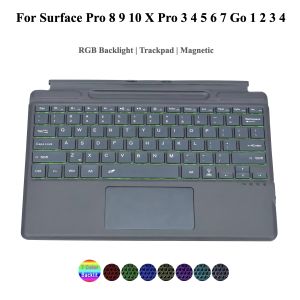 7 RGB Backlit Keyboard For Microsoft Surface Pro 8 9 10 X Magnetic Keyboard For Surface Pro3 4 5 6 7 Go1 2 3 4 Tablet Keyboard