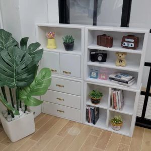 Thu Nhỏ Phòng Khách Tủ Sách Kết Hợp Tủ 1:12 Nhà Búp Bê Mô Hình Mô Phỏng Đồ Nội Thất Màn Hình Chất Liệu Gỗ