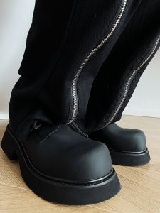 รองเท้าเดรสแบบสวมหัวทรงกลมสไตล์ย้อนยุคสำหรับผู้ชาย พื้นหนา ระบายอากาศได้ดี ทรงหัวมน รองเท้าลำลอง สวมใส่สบาย ทรงหัวมน