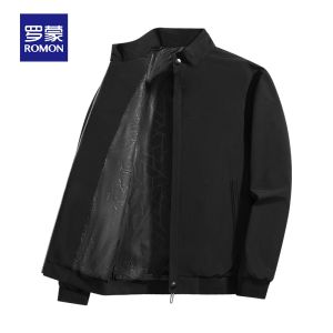 ROMON | Lormen Mens Casual Jacket Business Turn-down Collar Long Sleeve Windproof Standard Fit Polyester Fiber Autumn Fashion City Style