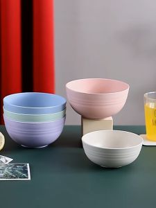 Nipiin 12cm Eco-Friendly Wheat Straw Multi-Color Bowls Set for Rice Snack and Soup