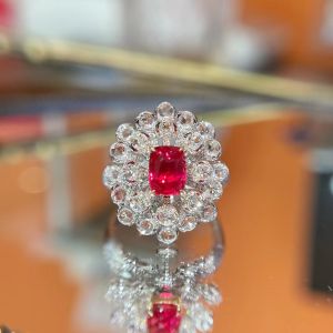 Montagne Jewelry (Deposit Link) Total Price 13900 SGD 18K Pure Gold Ring Diamond Inset Fine Jewellery Natural 1.5 Carat Pigeon Blood Ruby Ring