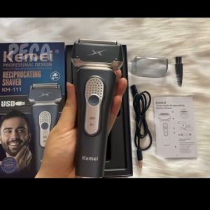 Máy cạo râu Kemei KM-111 lưỡi kép nổi kèm đầu tỉa phụ chống thấm nước IPX5 - Hàng chính hãng nhập khẩu PECA
