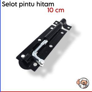 Selot pintu hitam panjang 10 cm warna hitam ukuran 4 inci plus skrup