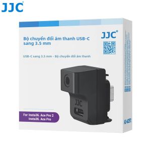 Bộ Chuyển Đổi Micro JJC Cho Insta360 Ace Pro 2/Ace Pro/Ace - Cổng Âm Thanh Type-C & 3.5mm Với Hỗ Trợ Sạc Phụ Kiện Micro Ngoài