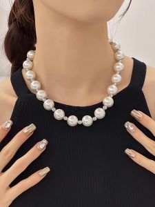 Fashionable Multi-Layer Large Pearl Necklace Womens Sweater Clasp Luxury Vintage French Style Alloy Jewelry Accessory
