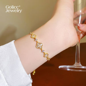 golicc | Gold Hollow Four-Leaf Clover Zircon Bracelet