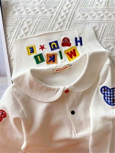 Spring & Fall New Arrival Fashion Boys and Girls Lapel Long Sleeves T-shirt Japanese Style Kids Baby White Tops Bottoming Polo Shirt
