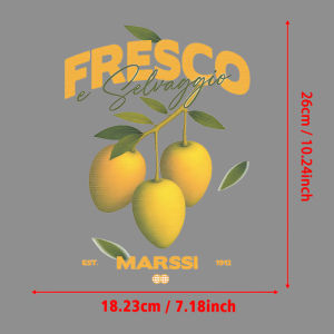 Fresco e Selvaggio Mango Retro Fruit Art Print Appliques Stickers on Clothes Iron-on Transfers Patches for Clothing DIY T-shirt