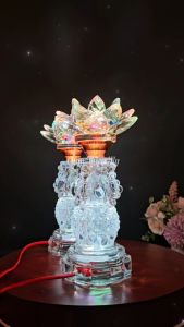 Đèn Hoa Sen Pha Lê Cao Cấp Có Led Nhiều Màu CHÂN THIỆN MỸ Đèn Để Bàn Thờ Phật Gia Tiên HSPL-23