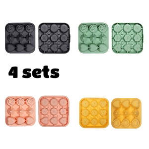 4pcs Rose Heart Diamond Ice Cube Mold 9 Grids 3D Ice Mold with Cover Easy Release for Whiskey Bourbon Cocktail Wine Coffee Juice