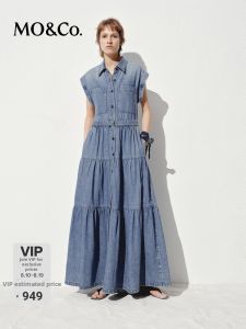 MO&Co. | Retro Cotton Jean Dress Sleeveless With Belt