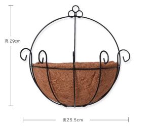 กระถางติดผนังใยมะพร้าวครึ่งซีก ใช้ตกแต่งบ้าน ใส่ดอกไม้ โครงเป็นลวดแข็ง มี 2 สีให้เลือก พร้อมใยมะพร้าวข้างใน