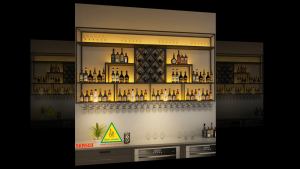 KỆ TRƯNG RƯỢU KHUNG SẮT – MẶT GỖ CÓ ĐÈN 5KRS03 - NỘI THẤT LẮP RÁP VIENDONGADV