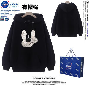 Hooded Sweatshirt Mens Autumn Winter New Style Mickey Red Loose Fleece Lined Thickened Student Jacket Trendy Casual Wear