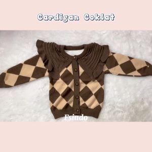 Cardigan Anak Cardigan Bayi Bahan Knit Tebal/ Outer Baby Outerwear Motif Diamond CG1 Coklat LYME