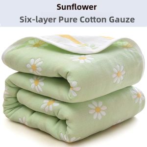 Six-Layer Gauze Towel Blanket Pure Cotton Single Double Nap Quilt Summer Blanket Kids Babys Bath Towel Nap Blanket