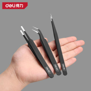 deli | Anti-static Precision Repair Thin Tip Stainless Steel Tweezers
