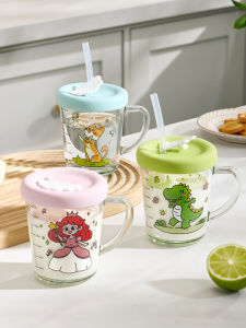 YYIEDERNG | Measured Baby Milk Glass Cup With Straw