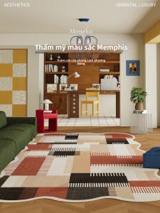 Memphis Color Check Exempt From Washing Easy to Clean Noise-Reducing Anti-Slip Carpet