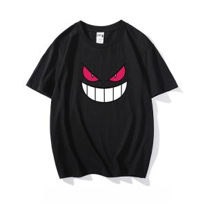 Bandai | Bandai Pokémon Gengar Printing Tee Pure Cotton T-shirt Mens Summer Fashion Oversize Street Casual Y2K Tops Streetwear Clothing
