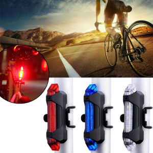 AUTOFun Lampu sepeda gunung LED tahan air yang dapat diisi ulang USB lampu ekor peringatan sepeda Aksesori Sepeda