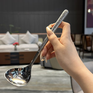 * Wife of Shop-Owner Accessible Luxury * Japanese Style Hammer Pattern 316 Stainless Steel Small Spoon Hot Pot Spoon Points Soup Spoon for Scooping up Porridge