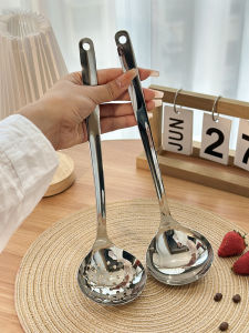 High Quality Stainless Steel Long Handle Soup Spoon for Hot Pot Soup Serving Restaurant Kitchen Cooking Utensil Rice Porridge